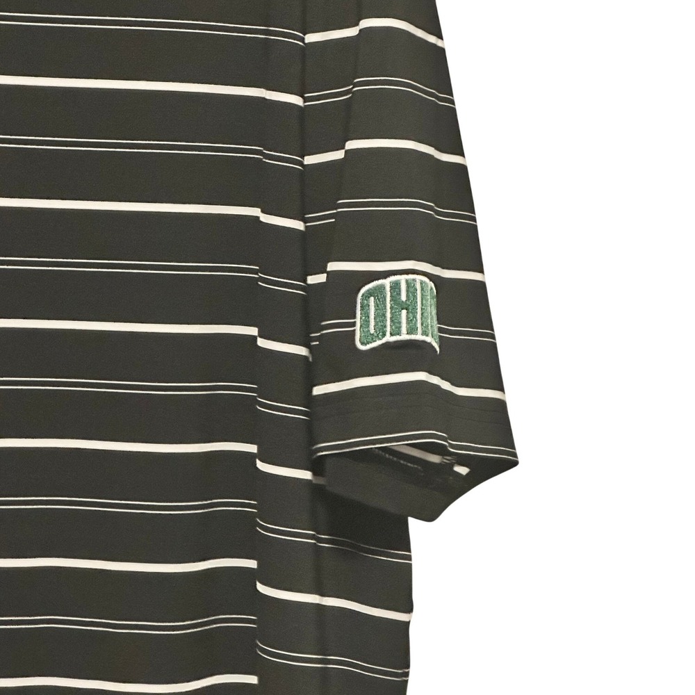 FootJoy Mens XL Athletic Fit Golf Polo Shirt Black White Striped Ohio University